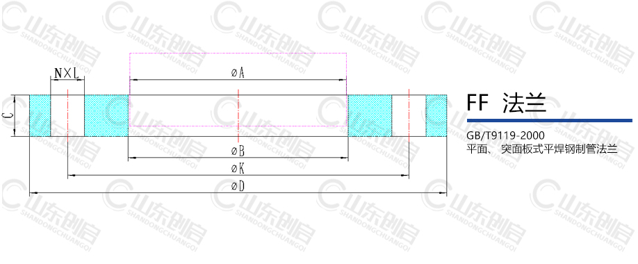 法兰国家标准GB/T9119-2000平面、突面板式平焊钢制管法兰图纸
