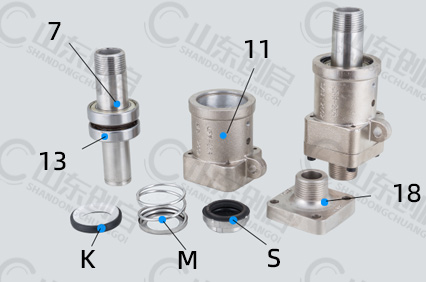 JF型冷却水机械密封旋转接头零件名称 JF型冷却水机械密封旋转接头零件名称