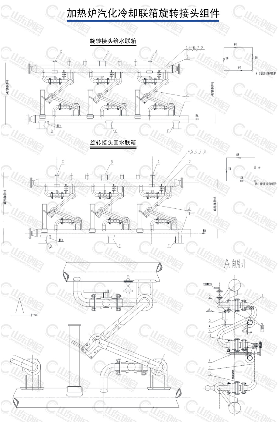 加热炉汽化冷却联箱旋转接头组件 加热炉汽化冷却联箱旋转接头组件