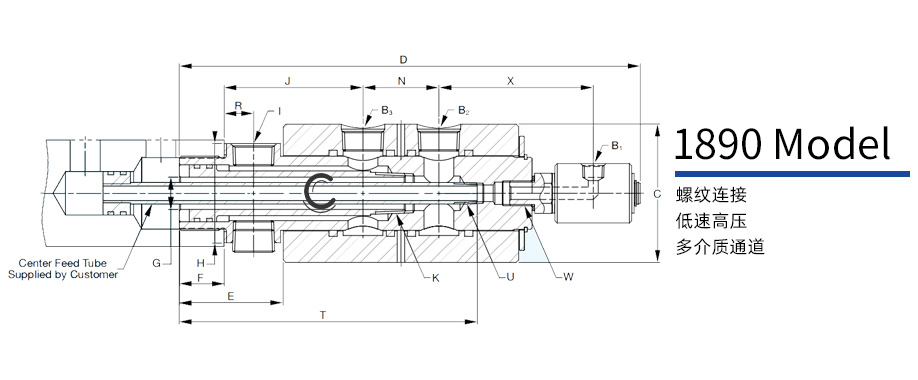 1890型液压两通路旋转接头图纸 1890型液压两通路旋转接头图纸