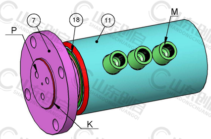 Y3型通水三通路旋转接头零件名称
