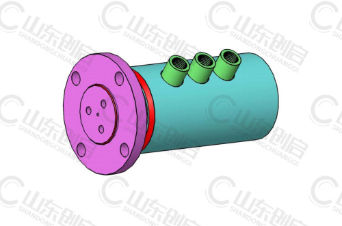 Y3X8A型通水三通路旋转接头三维立体图