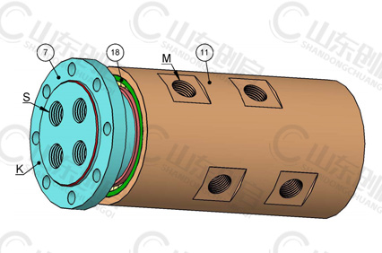 Y4型通水四通路旋转接头零件名称