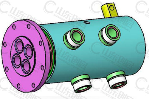 Y4X32型通水四通路旋转接头三维立体图