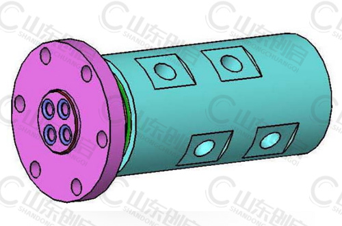 Y4X10B型通水四通路旋转接头三维立体图
