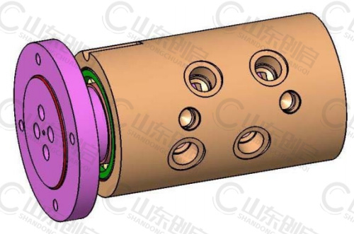 Y3X6A型通水四通路旋转接头三维立体图
