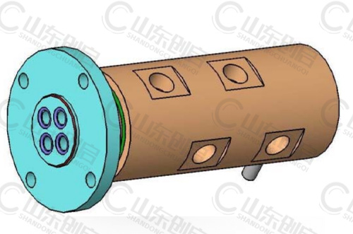 Y4X12A2型通水四通路旋转接头三维立体图