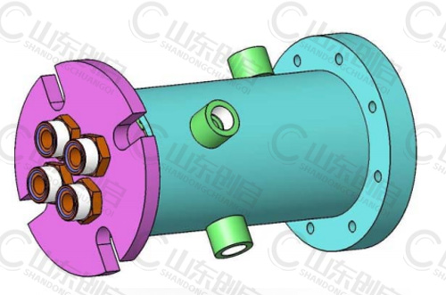 Y4X20B型通水四通路旋转接头三维立体图