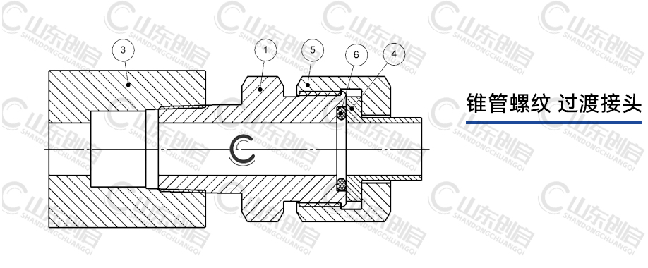 锥管螺纹过渡接头安装示例图